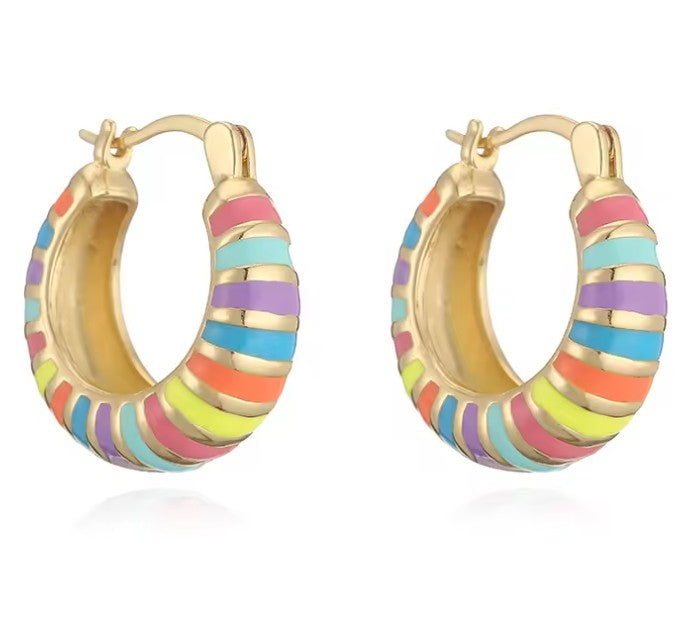 Natalia Stripe Hoop Earrings